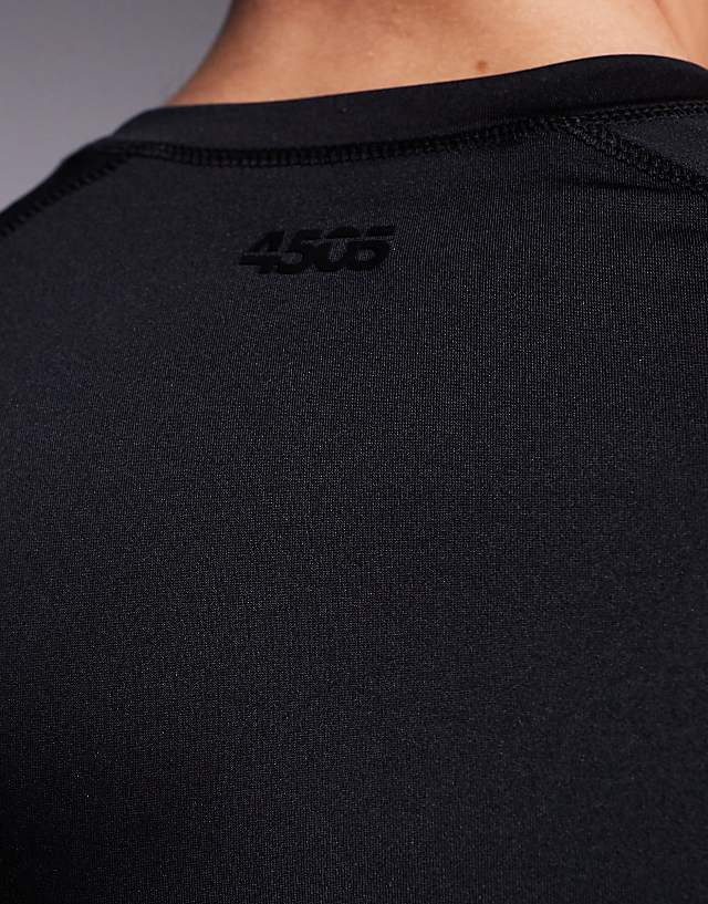 Asos 4505 Muscle Fit Seam Detail Quick Dry Base Layer In Black