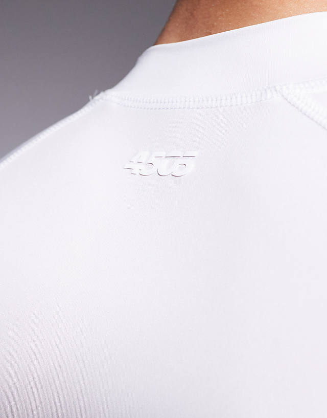 Asos 4505 Muscle Fit Seam Detail Quick Dry Base Layer With Mock Neck In White