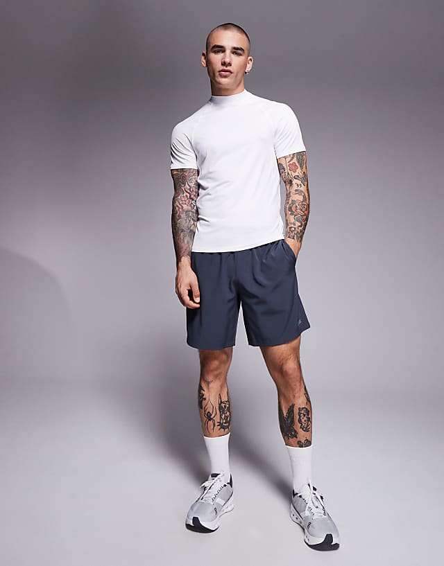 Asos 4505 Muscle Fit Seam Detail Quick Dry Base Layer With Mock Neck In White