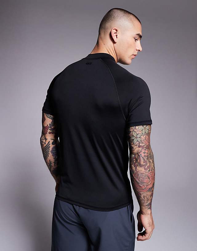 Asos 4505 Muscle Fit Seam Detail Quick Dry Base Layer With Mock Neck In Black