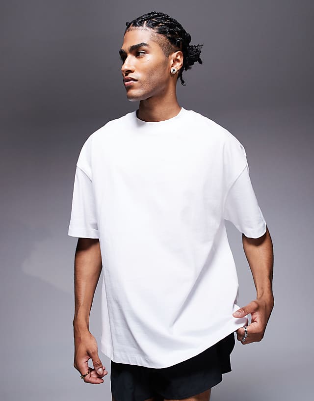Asos 4505 Outdoor Runner Back Print Heavyweight Cotton Oversized T-shirt With Quick Dry Finish In White