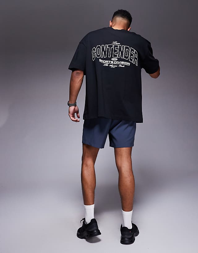 Asos 4505 Oversized Heavyweight Back Print Cotton T-shirt With Quick Dry Finish In Black