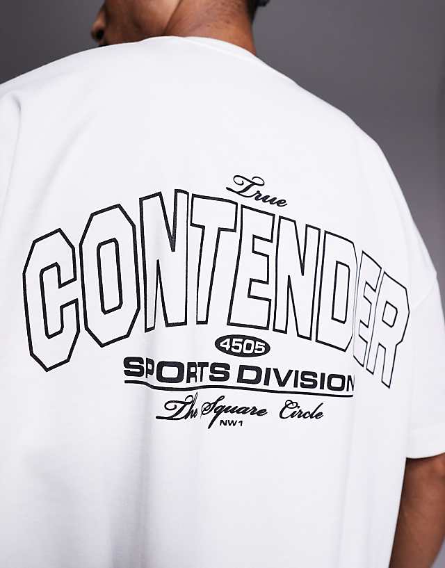 Asos 4505 Oversized Heavyweight Back Print Cotton T-shirt With Quick Dry Finish In Vintage White