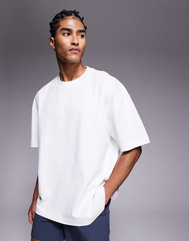 Asos 4505 Oversized Heavyweight Back Print Cotton T-shirt With Quick Dry Finish In Vintage White