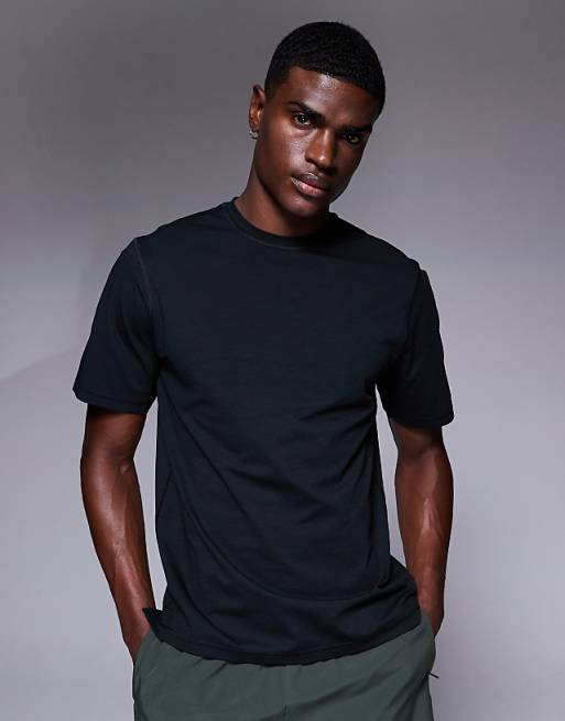 asos 4505 performance quick dry straight fit training t-shirt in black
