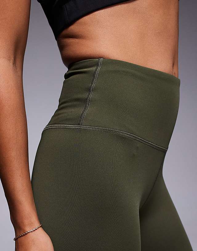 Asos 4505 Petite Icon Active Bum Sculpt High Waist Gym Legging With Inner Pocket In Khaki