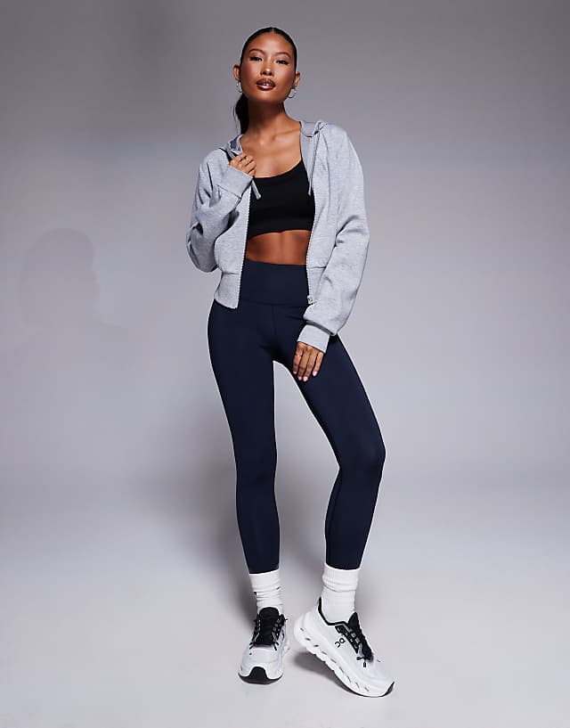 Asos 4505 Petite Icon Active Bum Sculpt High Waist Gym Legging With Inner Pocket In Deep Navy