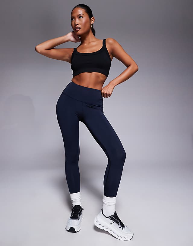 asos 4505 Petite Icon active bum sculpt high waist gym legging with inner pocket in deep navy