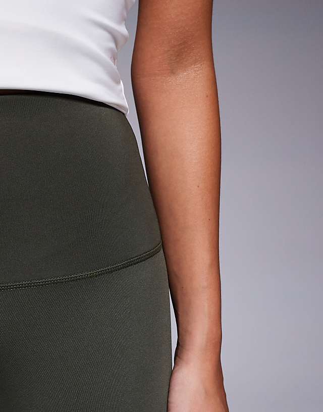 Asos 4505 Petite Icon Active Bum Sculpt High Waist Gym Legging With Inner Pocket In Dark Green