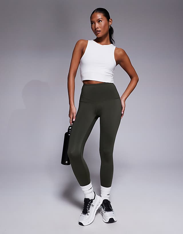 asos 4505 Petite Icon active bum sculpt high waist gym legging with inner pocket in dark green