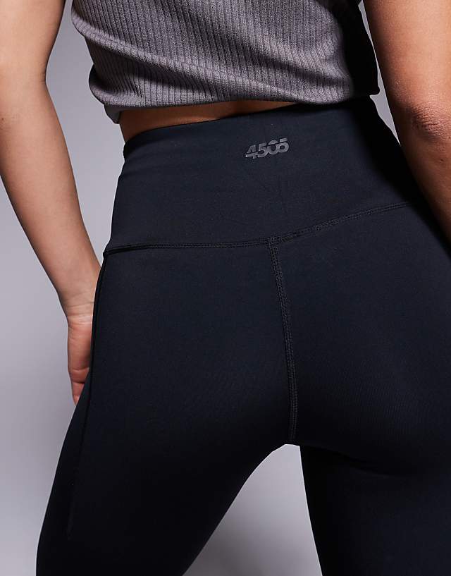 Asos 4505 Petite Icon Active Tie Waist Run Legging With Phone Pocket In Black