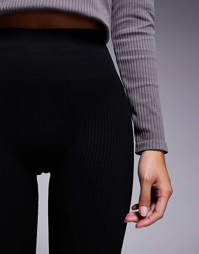 Asos 4505 Petite Icon Seamless Rib Gym Legging In Black