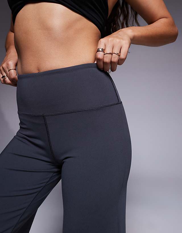 Asos 4505 Petite Icon Soft Touch High Waist Wide Leg Dance Pant In Iron Grey