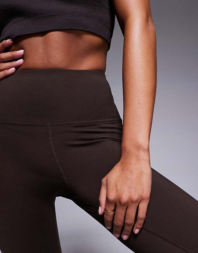Asos 4505 Petite Icon Soft Touch High Waist Yoga Legging In Chocolate