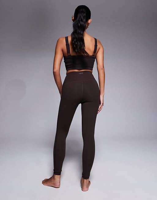 Asos 4505 Petite Icon Soft Touch High Waist Yoga Legging In Chocolate