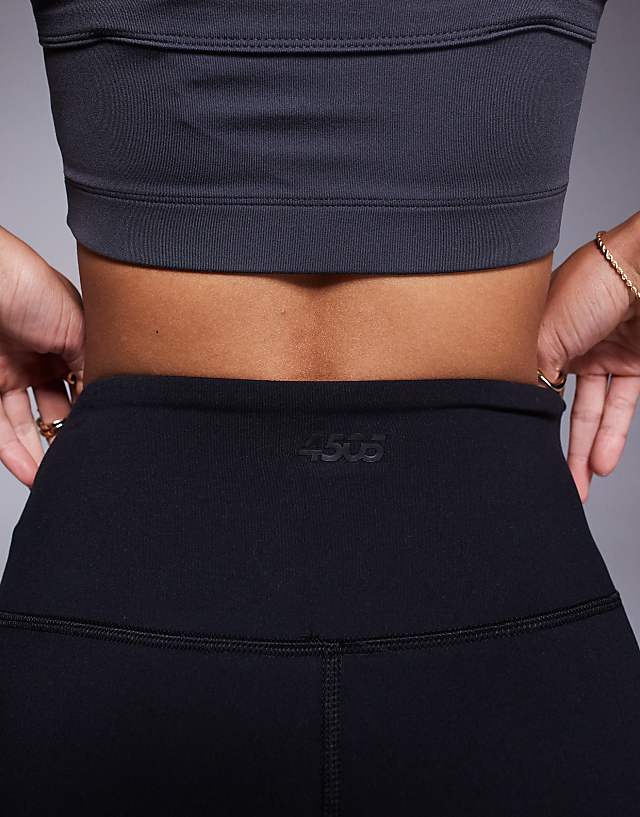 Asos 4505 Petite Icon Soft Touch Wrap Waist Slim Kick Yoga Legging In Black