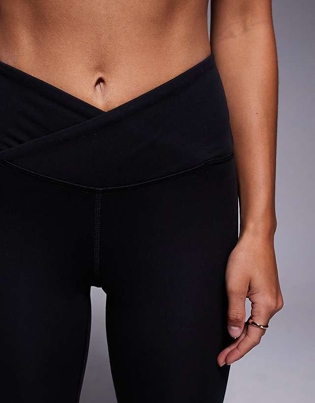 Asos 4505 Petite Icon Soft Touch Wrap Waist Yoga Legging In Black