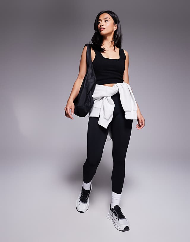 Asos 4505 Petite Smooth Seamless High Waist Gym Legging In Black