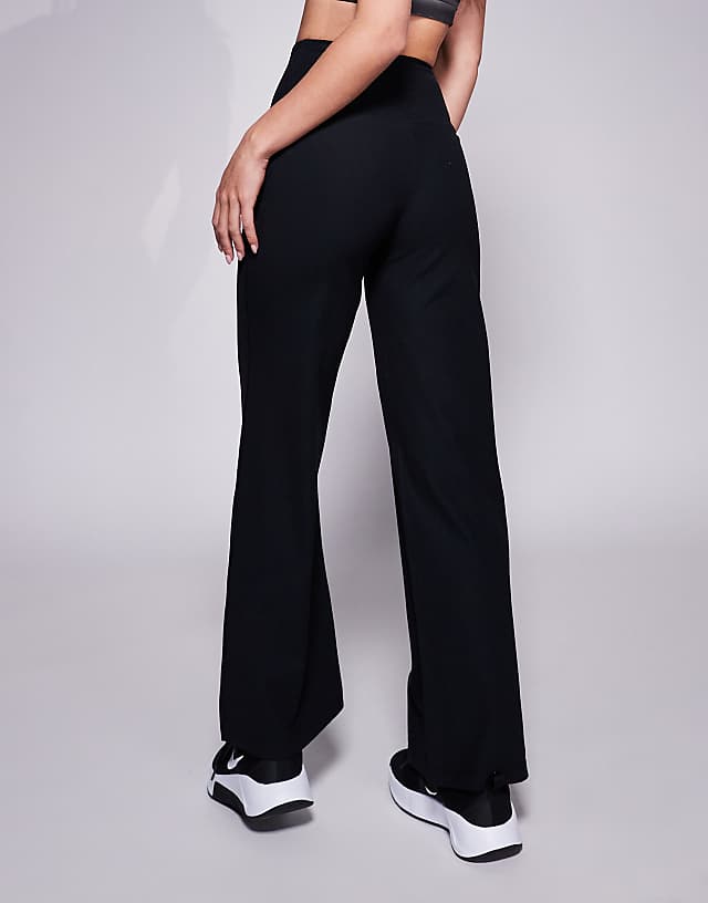 Asos 4505 Petite Soft Touch Rib Wide Leg Dance Pant In Black