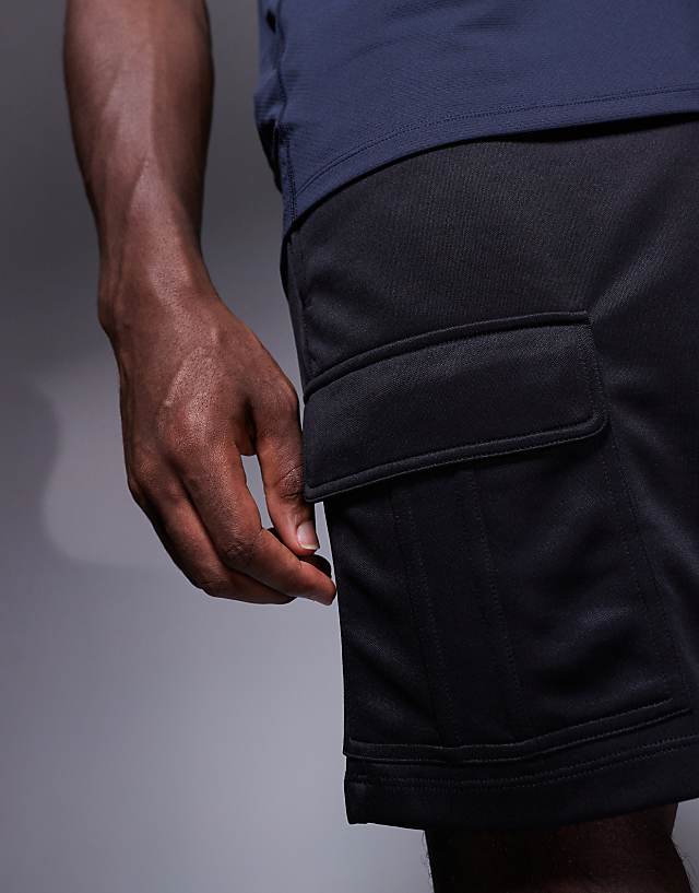 Asos 4505 Poly Tricot Training Cargo Short In Black