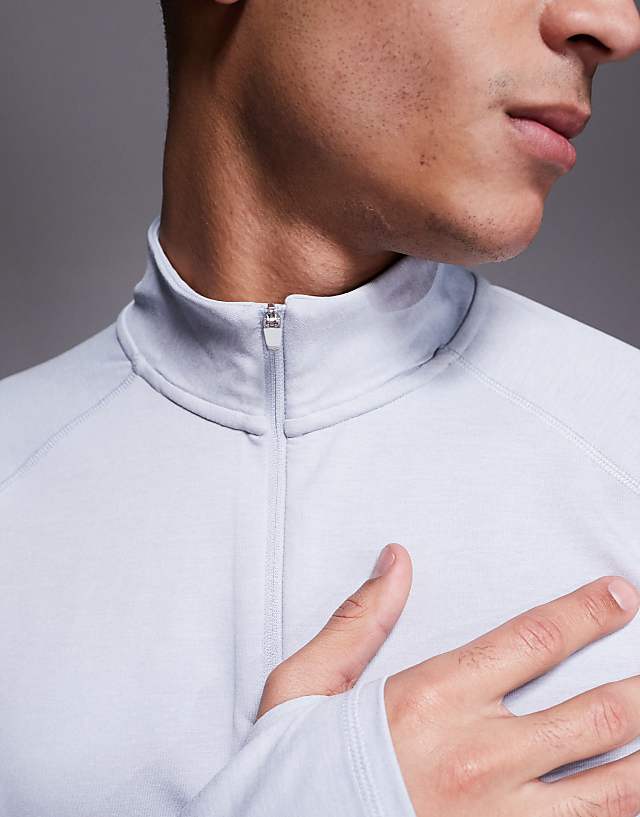 Asos 4505 Quarter Zip Long Sleeve Quick Dry Training Top In Grey Marl