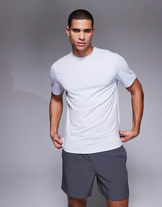 asos 4505 quick dry boxy oversized training t-shirt in grey marl