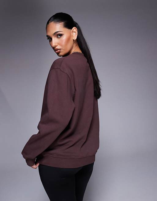 Asos 4505 Quick Dry Heavyweight Oversized Training Sweatshirt In Washed Brown