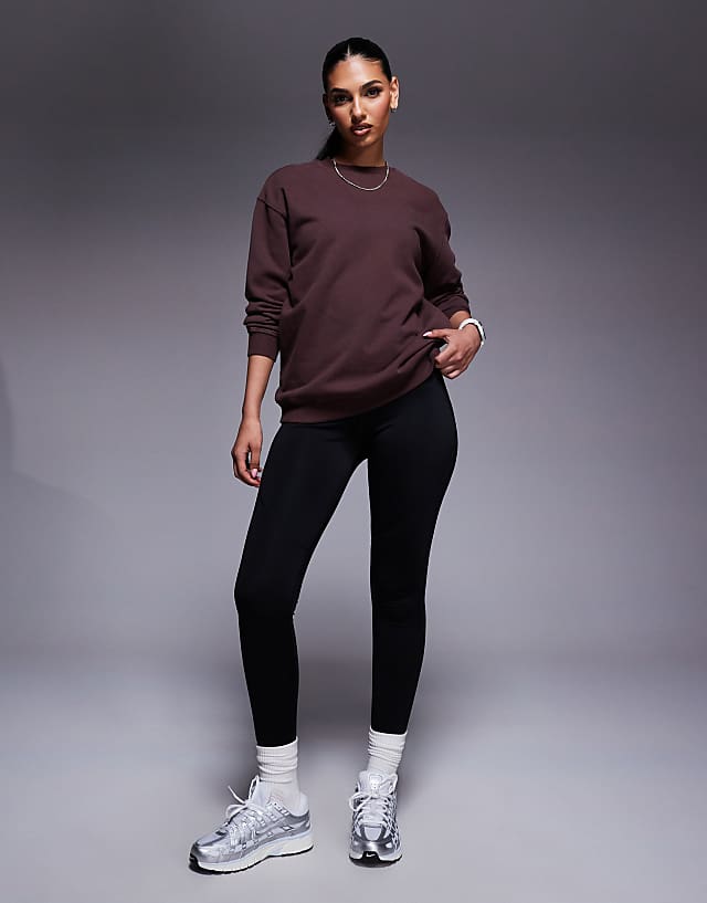 Asos 4505 Quick Dry Heavyweight Oversized Training Sweatshirt In Washed Brown