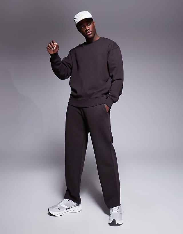 asos 4505 quick dry heavyweight oversized training sweatshirt in washed brown