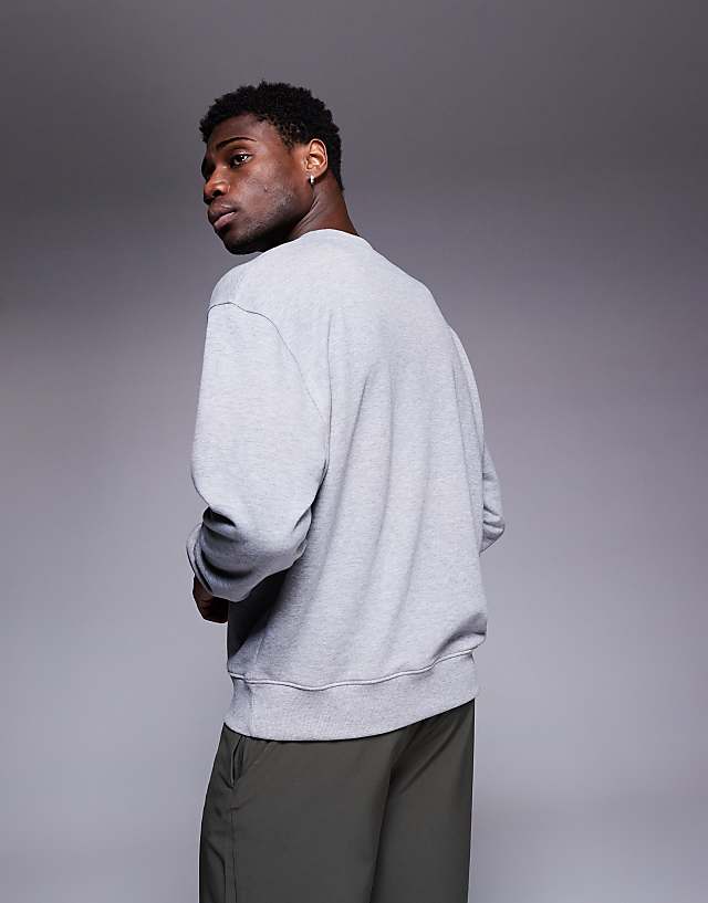 Asos 4505 Quick Dry Heavyweight Oversized Training Sweatshirt In Grey Marl
