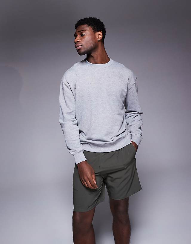 Asos 4505 Quick Dry Heavyweight Oversized Training Sweatshirt In Grey Marl