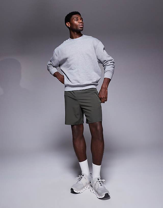 asos 4505 quick dry heavyweight oversized training sweatshirt in grey marl