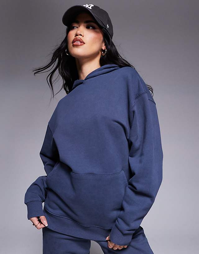 Asos 4505 Quick Dry Heavyweight Training Hoodie In Washed Navy