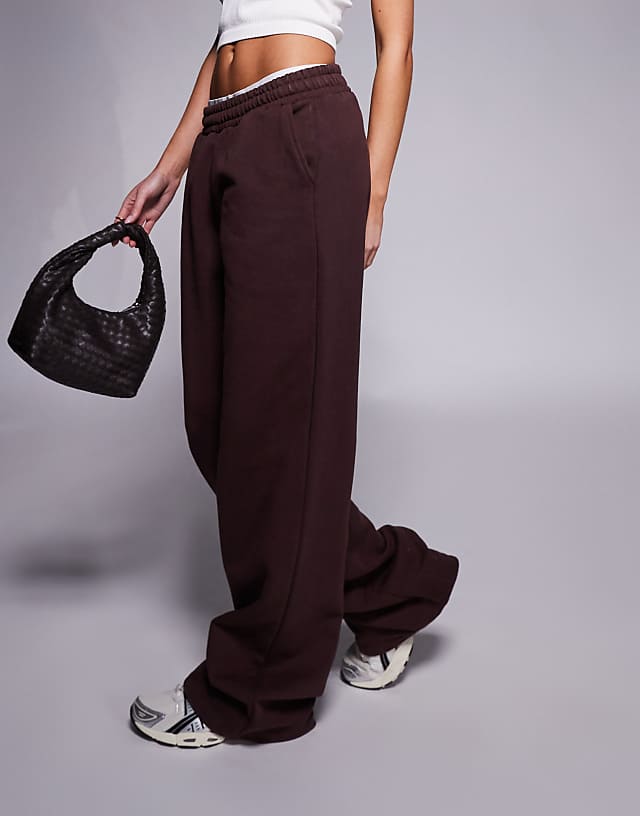 Asos 4505 Quick Dry Heavyweight Wide Leg Training Jogger In Washed Brown