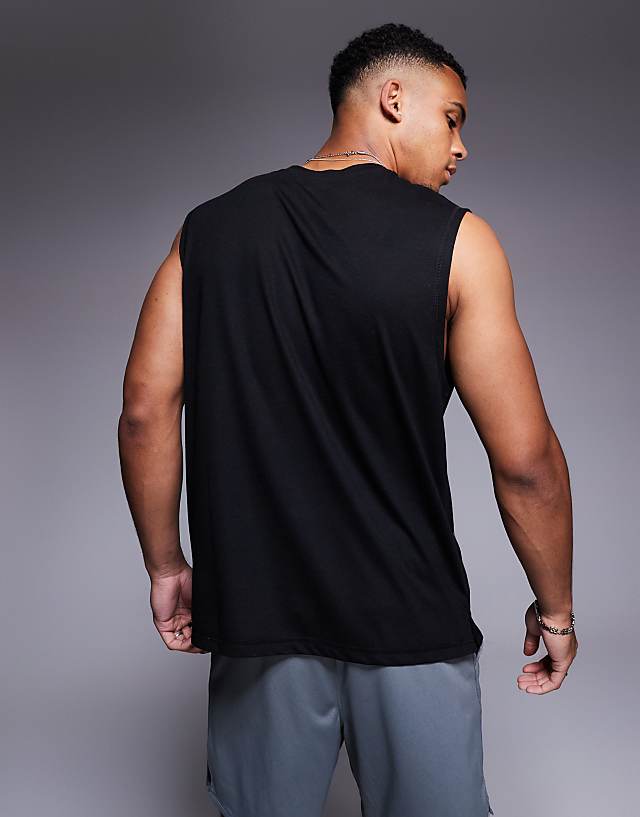 Asos 4505 Quick Dry Mesh Running Boxy Tank In Black