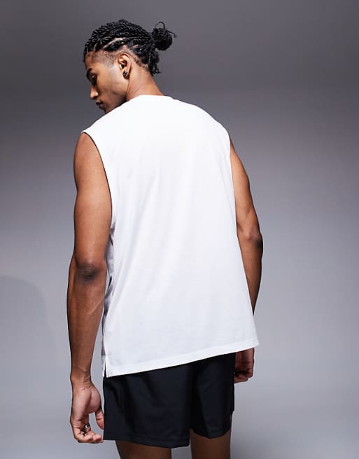 Asos 4505 Quick Dry Mesh Running Boxy Tank In White