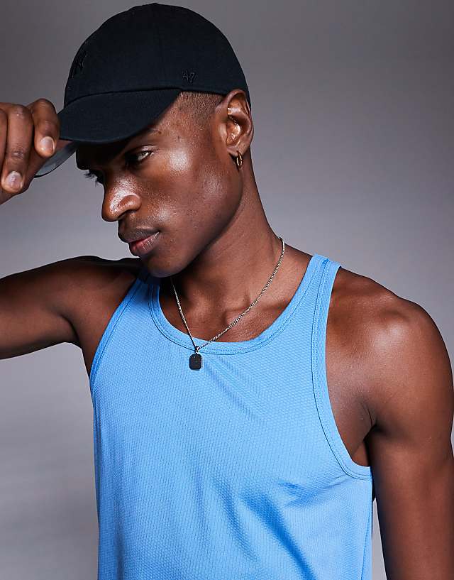 Asos 4505 Quick Dry Mesh Running Vest In Bright Blue