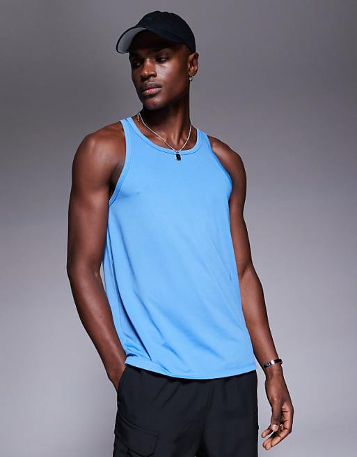 asos 4505 quick dry mesh running vest in bright blue