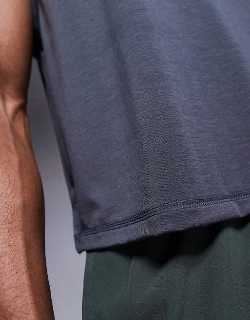 Asos 4505 Quick Dry Performance Cropped Training Tank In Graphite