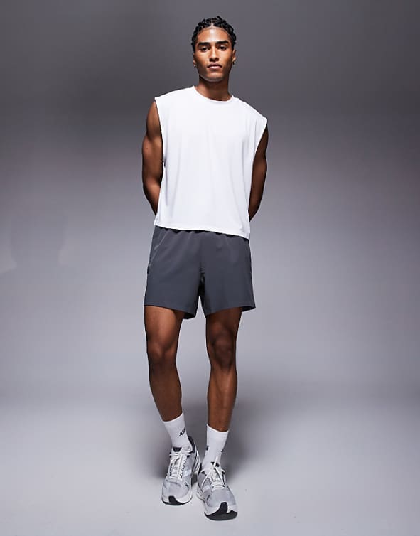 Asos 4505 Quick Dry Performance Cropped Training Tank In White