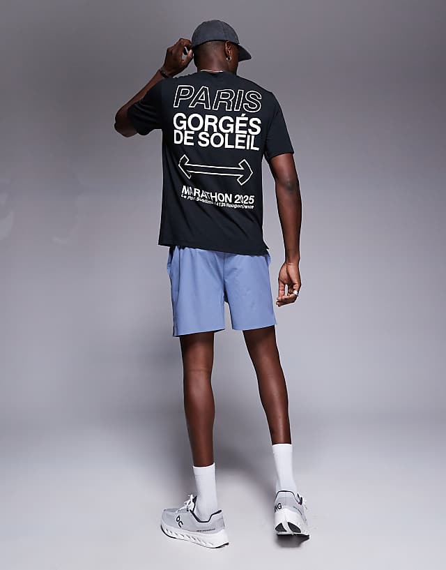 Asos 4505 Quick Dry Performance Jersey Back Graphic Oversized Running T-shirt In Black