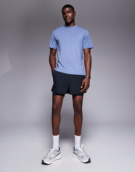 Asos 4505 Quick Dry Performance Jersey Back Graphic Oversized Running T-shirt In Grey Blue