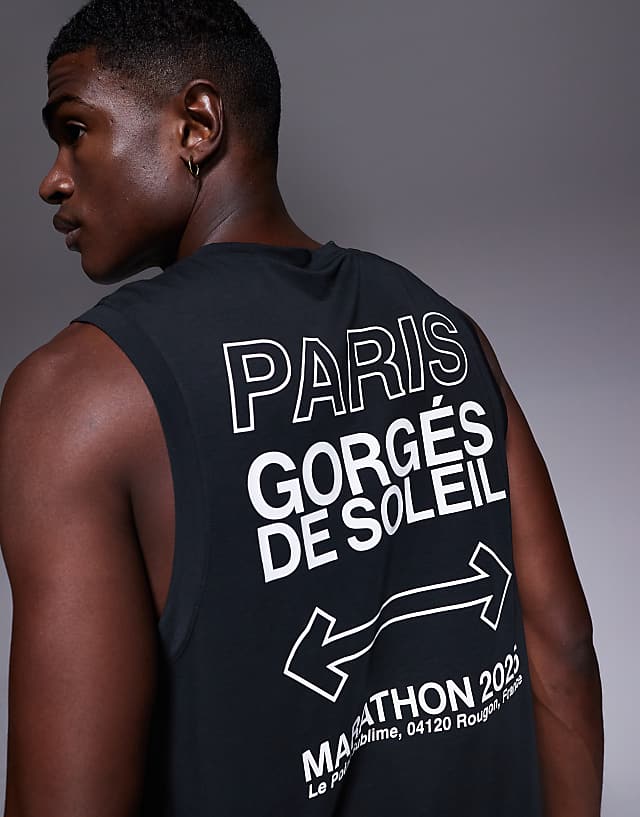 Asos 4505 Quick Dry Performance Jersey Back Graphic Running Tank In Black
