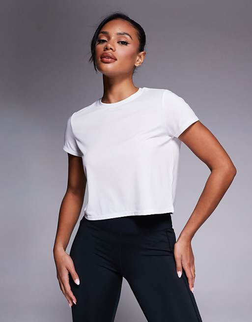 asos 4505 quick dry performance jersey box fit t-shirt in white