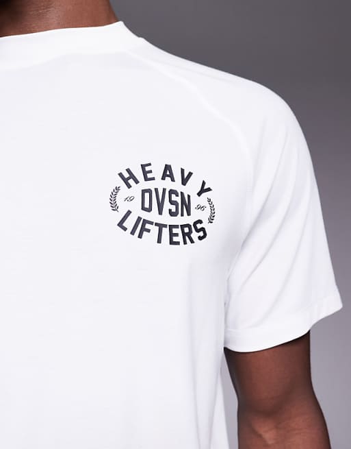 Asos 4505 Quick Dry Performance Jersey Chest Graphic Oversized Training T-shirt In White