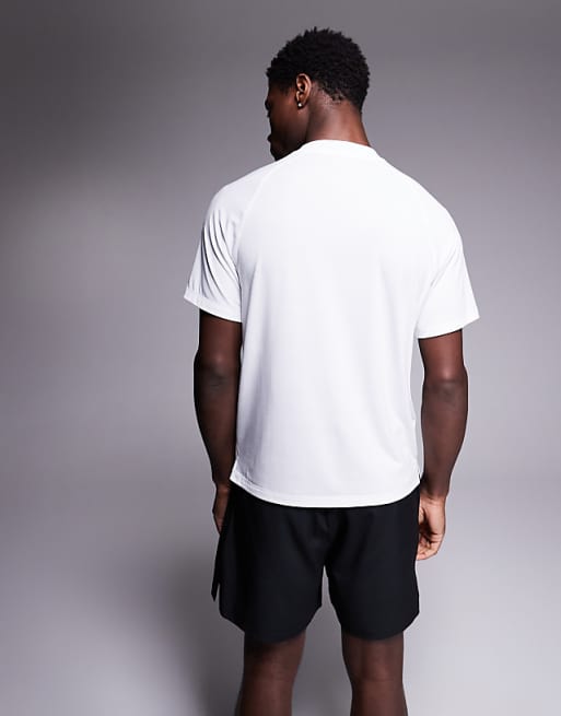 Asos 4505 Quick Dry Performance Jersey Chest Graphic Oversized Training T-shirt In White