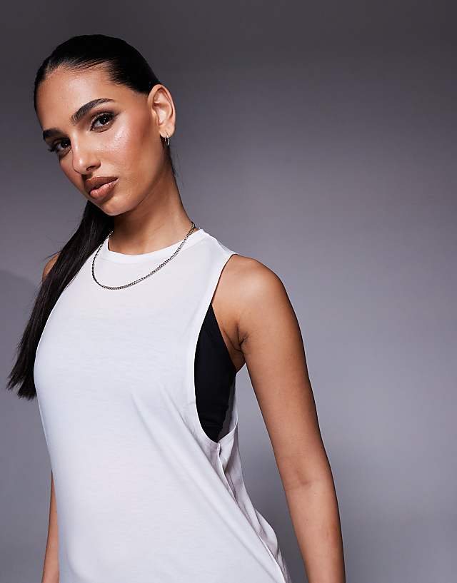 Asos 4505 Quick Dry Performance Jersey Drop Armhole Vest In White