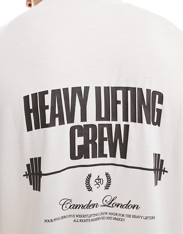 Asos 4505 Quick Dry Performance Jersey Training Back Print T-shirt In Off White