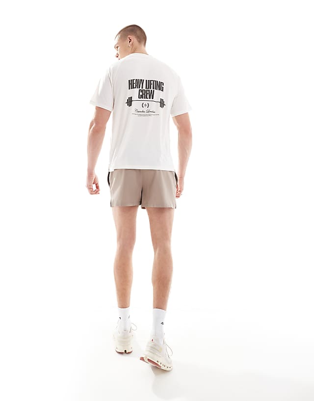 Asos 4505 Quick Dry Performance Jersey Training Back Print T-shirt In Off White
