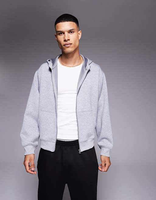 asos 4505 quick dry performance jersey training hoodie in grey marl